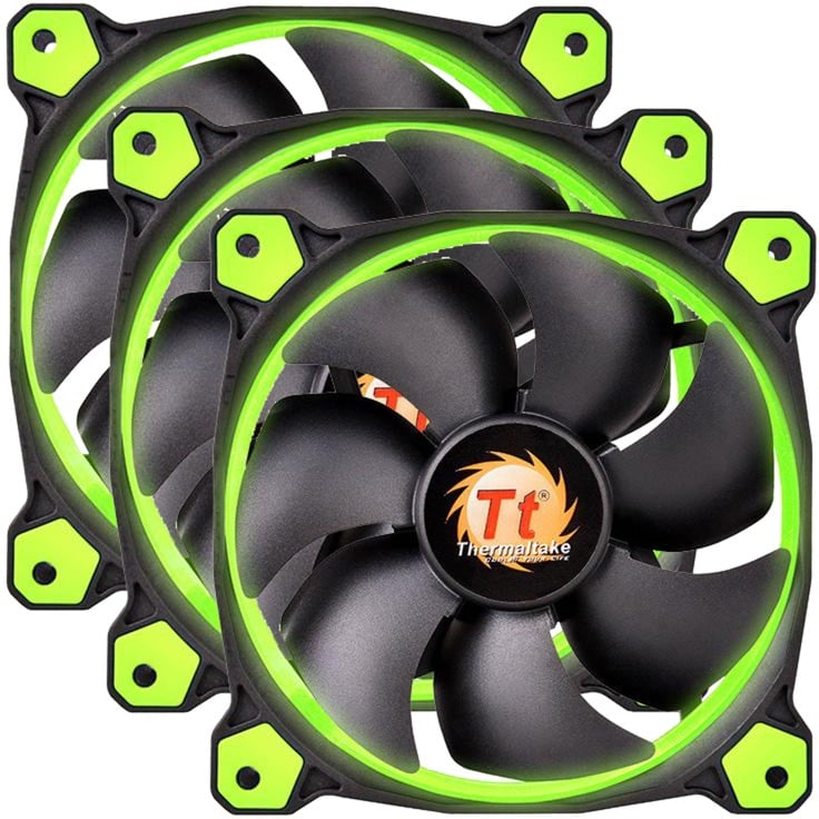 Thermaltake Riing 12 LED Green 3-Fan Pack, Gehäuselüfter