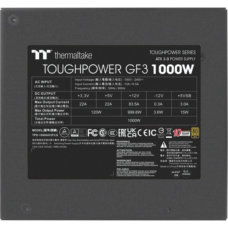 Thermaltake Toughpower GF3 1000W, PC-Netzteil - PS-TPD-1000FNFAGE-4 technikbar
