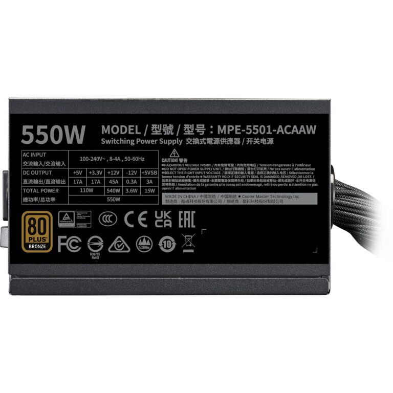 Cooler Master MWE BRONZE 550 V3 230V, PC-Netzteil - MPE-5501-ACABW-3BEU technikbar