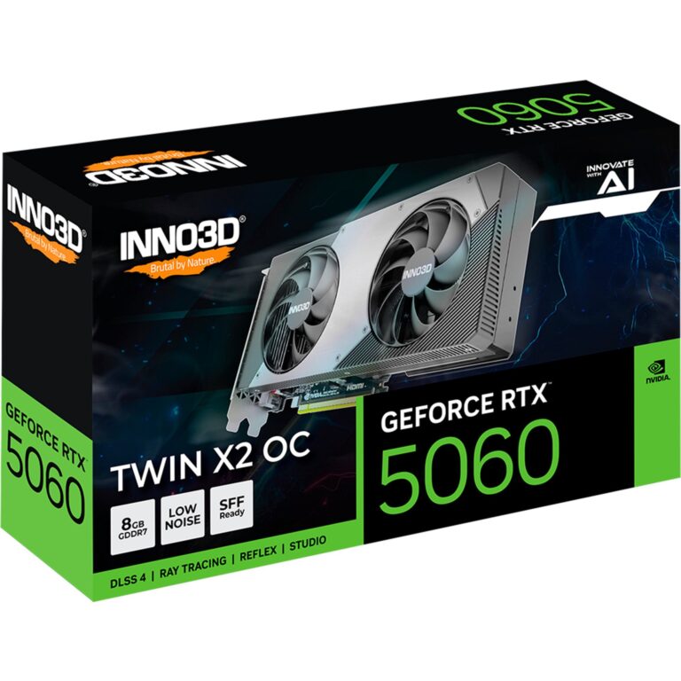 Inno3d GeForce RTX 5060 TWIN X2 OC 8GB, Grafikkarte - N50602-08D7X-195070N technikbar