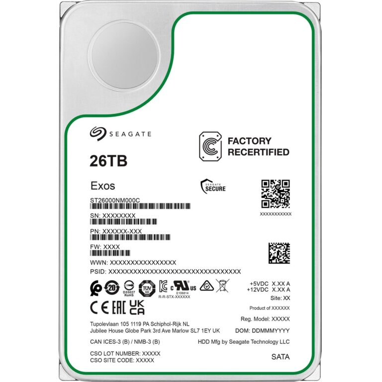 Seagate Exos 26 TB Generalüberholt, Festplatte - ST26000NM000C-FR technikbar