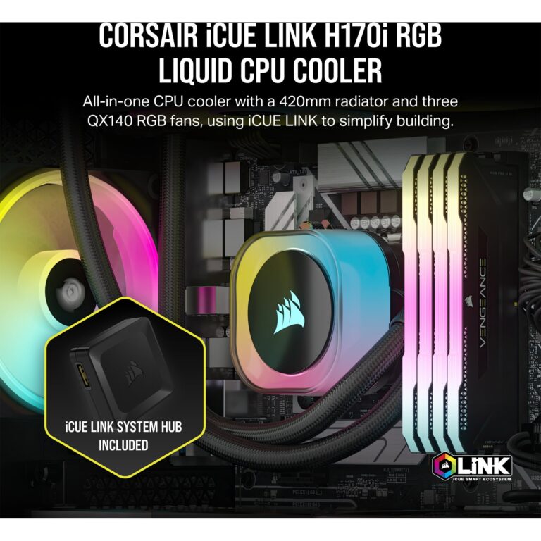 Corsair iCUE LINK H170i RGB Generalüberholt, Wasserkühlung - CW-9061004-WW/RF technikbar